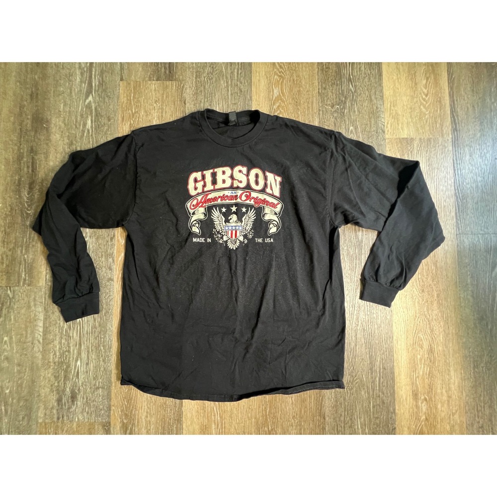 Gibson Graphic Tee Mens XL Black Long Sleeve American Original Eagle Shield
